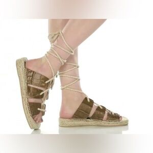 NIB Freda Salvador Lucy Espadrille Ankle Tie Sandals